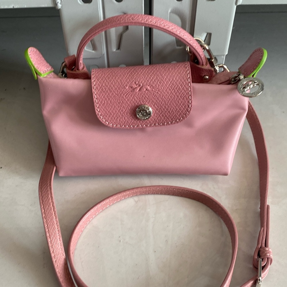 Longchamp Le Pliage Mini Zip Snap Tote in Pink